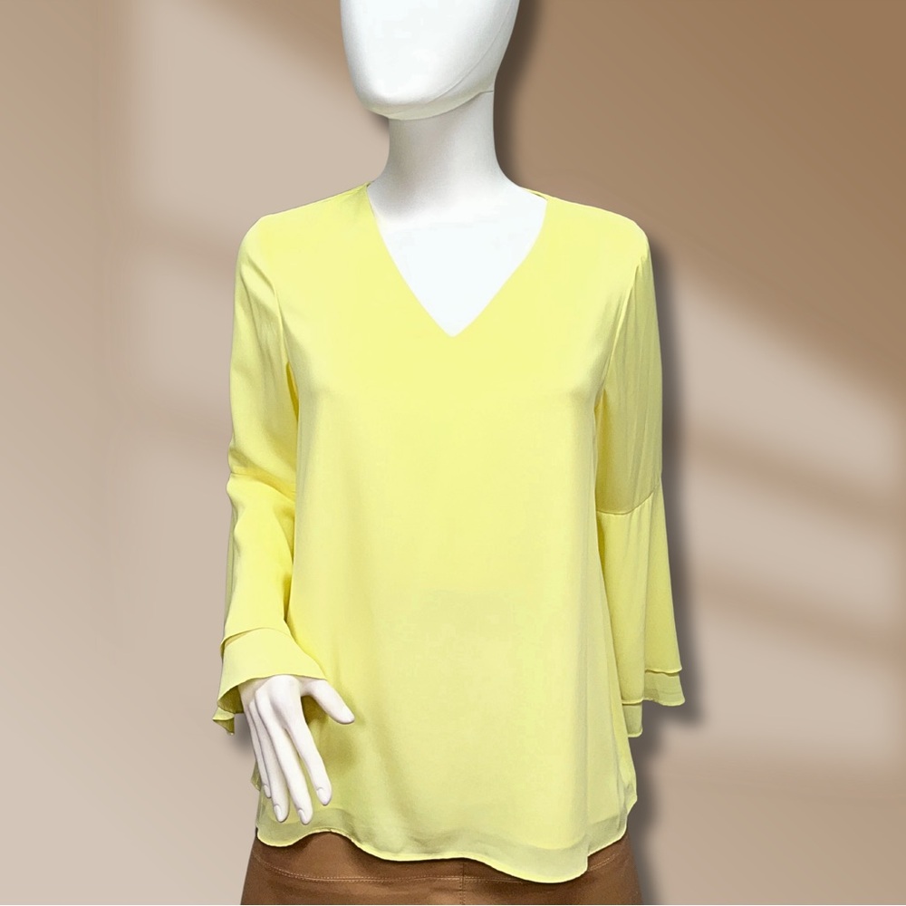 Alfani Women's Blouse Fairy Arms Bright Yellow Flowy Top Size 6 NWOT!